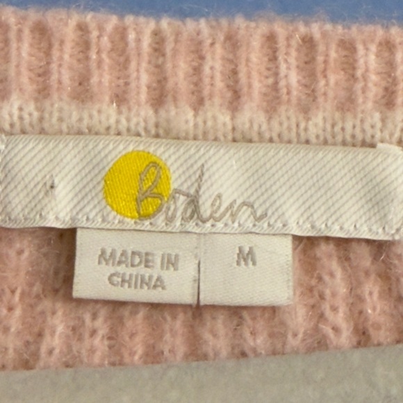 Boden Square Neck Fluffy Jumper Wool Blend Pink Short Sleeve Size M - Picture 4 of 5